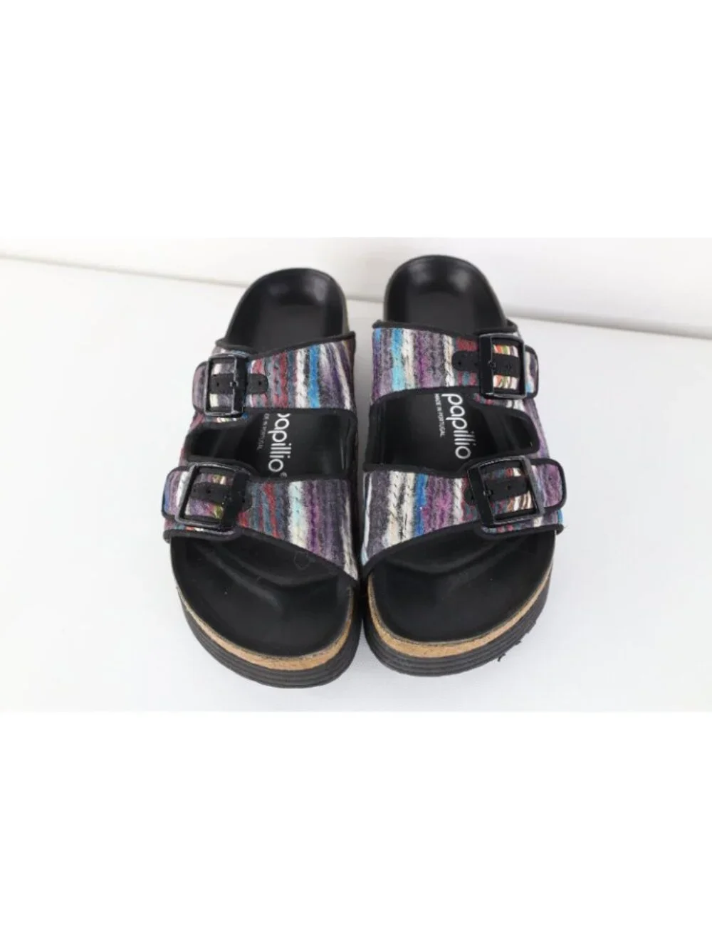 Vintage Papillio Birkenstock Womens 5 Blanket Striped Chunky Platform Sandals